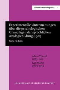Abbildung von: Experimentelle Untersuchungen ueber die psychologischen Grundlagen der sprachlichen Analogiebildung (1901) - John Benjamins Publishing Co