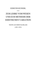 Cover: Zur Lehre vom Wesen und zur Methode der eidetischen Variation - Springer