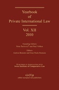 Cover: Yearbook of Private International Law - Sellier European Law Publishers