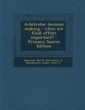 Cover: Arbitrator Decision Making - Nabu Press