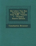 Cover: Die Lehre Von Den Geistigen Und Vom Volk, Volume 1 - Nabu Press