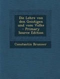 Cover: Die Lehre Von Den Geistigen Und Vom Volke - Nabu Press