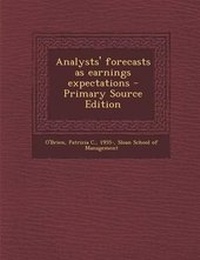 Enlarge image Cover: Analysts' Forecasts as Earnings Expectations - Nabu Press