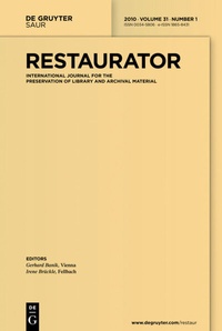 Abbildung von: Restaurator. International Journal for the Preservation of Library and Archival Material - De Gruyter