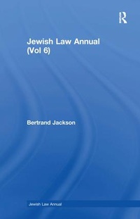 Abbildung von: Jewish Law Annual (Vol 6) - Harwood-Academic Publishers
