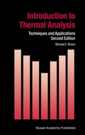Cover: Introduction to Thermal Analysis - Kluwer Academic Publishers