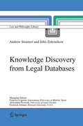 Cover: Knowledge Discovery from Legal Databases - Springer