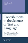 Cover: Contributions to the Science of Text and Language - Springer