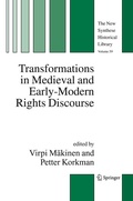 Cover: Transformations in Medieval and Early-Modern Rights Discourse - Springer