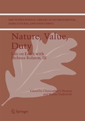 Cover: Nature, Value, Duty - Springer