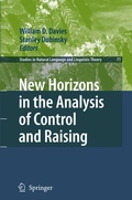 Cover: New Horizons in the Analysis of Control and Raising - Springer