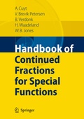 Cover: Handbook of Continued Fractions for Special Functions - Springer