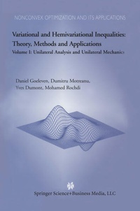 Enlarge image Cover: Variational and Hemivariational Inequalities Theory, Methods and Applications - Springer