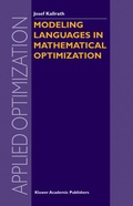 Cover: Modeling Languages in Mathematical Optimization - Springer