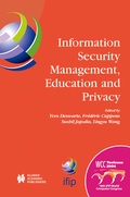 Cover: Information Security Management, Education and Privacy - Springer