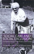 Abbildung von: Social Care and Social Exclusion - Palgrave Macmillan