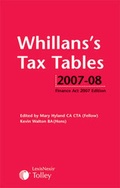 Cover: Whillan's Tax Tables 2007-08 - Butterworths Law