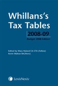 Cover: Whillan's Tax Tables 2008-2009 - Butterworths Law