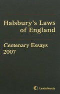 Cover: Halsbury's Laws of England Centenary Essays 2007 - Butterworths Law