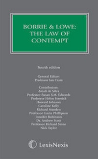 Abbildung von: Borrie and Lowe: The Law of Contempt - Butterworths Law