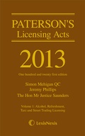 Cover: Paterson's Licensing Acts 2013 - Butterworths Law