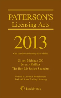 Abbildung von: Paterson's Licensing Acts 2013 - Butterworths Law