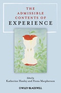 Cover: The Admissible Contents of Experience - Wiley-Blackwell