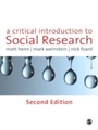 Cover: A Critical Introduction to Social Research - SAGE Publications Ltd