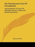 Cover: The Panchatantra-Text Of Purnabhadra - Kessinger Publishing