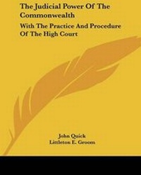 Enlarge image Cover: The Judicial Power Of The Commonwealth - Kessinger Publishing