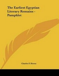 Abbildung von: The Earliest Egyptian Literary Remains - Pamphlet - Kessinger Publishing