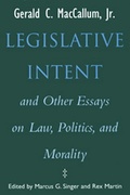 Cover: Legislative Intent - University of Wisconsin Press