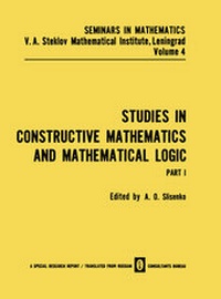 Enlarge image Cover: Studies in Constructive Mathematics and Mathematical Logic - Springer