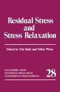 Cover: Residual Stress and Stress Relaxation - Springer