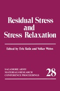 Cover: Residual Stress and Stress Relaxation - Springer