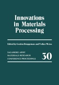 Cover: Innovations in Materials Processing - Springer