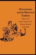 Cover: Hermeneutics and the Rhetorical Tradition - Yale University Press