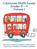 Cover: Classroom Math Games Grades 3 - 4 Volume 1 - Lulu.com
