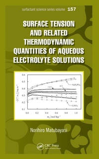 Abbildung von: Surface Tension and Related Thermodynamic Quantities of Aqueous Electrolyte Solutions - CRC Press