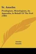 Cover: St. Anselm - Kessinger Publishing