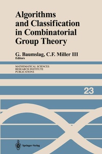 Enlarge image Cover: Algorithms and Classification in Combinatorial Group Theory - Springer