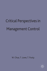 Enlarge image Cover: Critical Perspectives in Management Control - Palgrave Macmillan