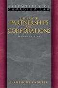 Cover: The Law of Partnerships and Corporations - Irwin Law Inc
