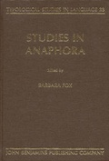 Cover: Studies in Anaphora - Benjamins (John) North America Inc.,US