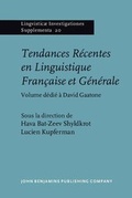 Cover: Tendances Recentes en Linguistique Francaise et Generale - Benjamins (John) North America Inc.,US