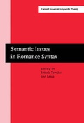 Cover: Semantic Issues in Romance Syntax - Benjamins (John) North America Inc.,US