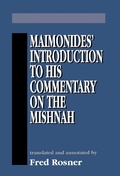 Cover: Maimonides' Introduction to His Commentary on the Mishnah - Jason Aronson Publishers