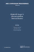 Cover: Materials Issues in Microcrystalline Semiconductors: Volume 164 - Materials Research Society