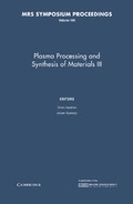 Cover: Plasma Processing and Synthesis of Materials III: Volume 190 - Materials Research Society