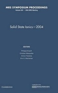 Cover: Solid State Ionics - 2004: Volume 835 - Materials Research Society